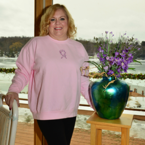Antrim County High Tea for Breast Cancer crewneck pink pullover sweatshirt
